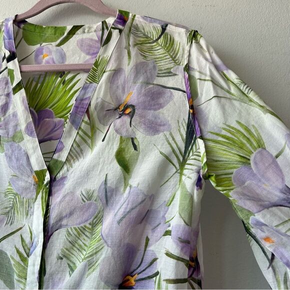 Alice + Olivia Purple and Green Floral Blouse - Picture 8 of 12